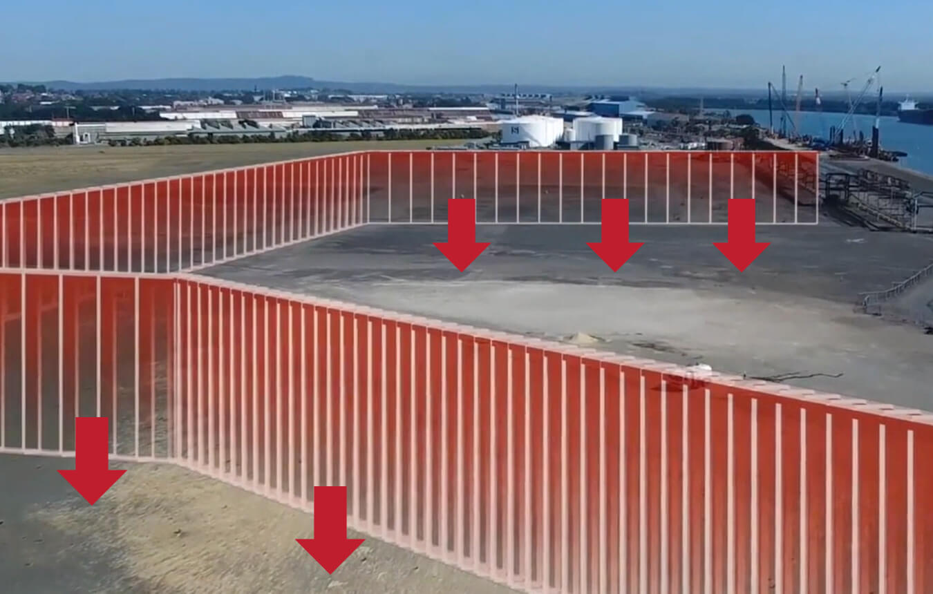 Underground barrier wall at former steelworks site